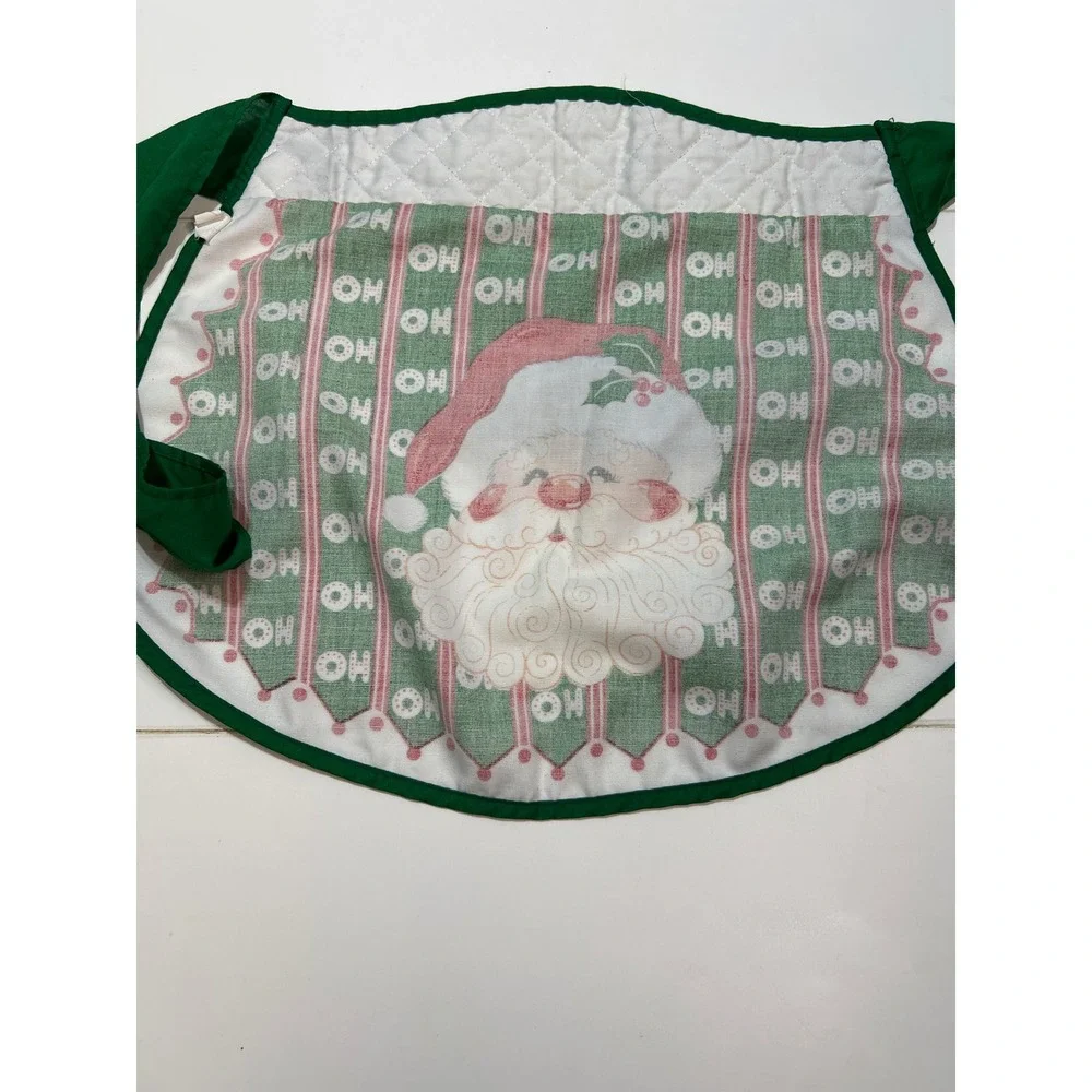 Vintage Santa Claus Apron‎ Green Christmas Holiday Kitchen Cooking Festive